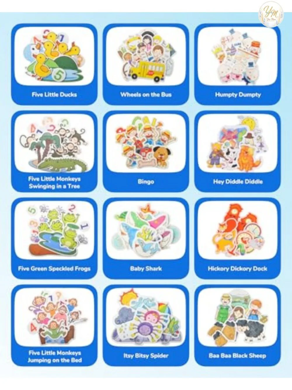 12 Pack Felt Storyboard Pieces for Toddler, Flannel Board Stories, Preschool